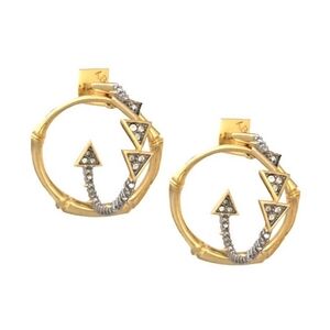 Alexis Bittar Crystal Pave Spiked Dragon Tail and Bamboo Double Hoop Earrings